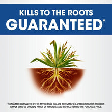 Weed killer guarantee graphic with roots icon and 'GUARANTEED' text