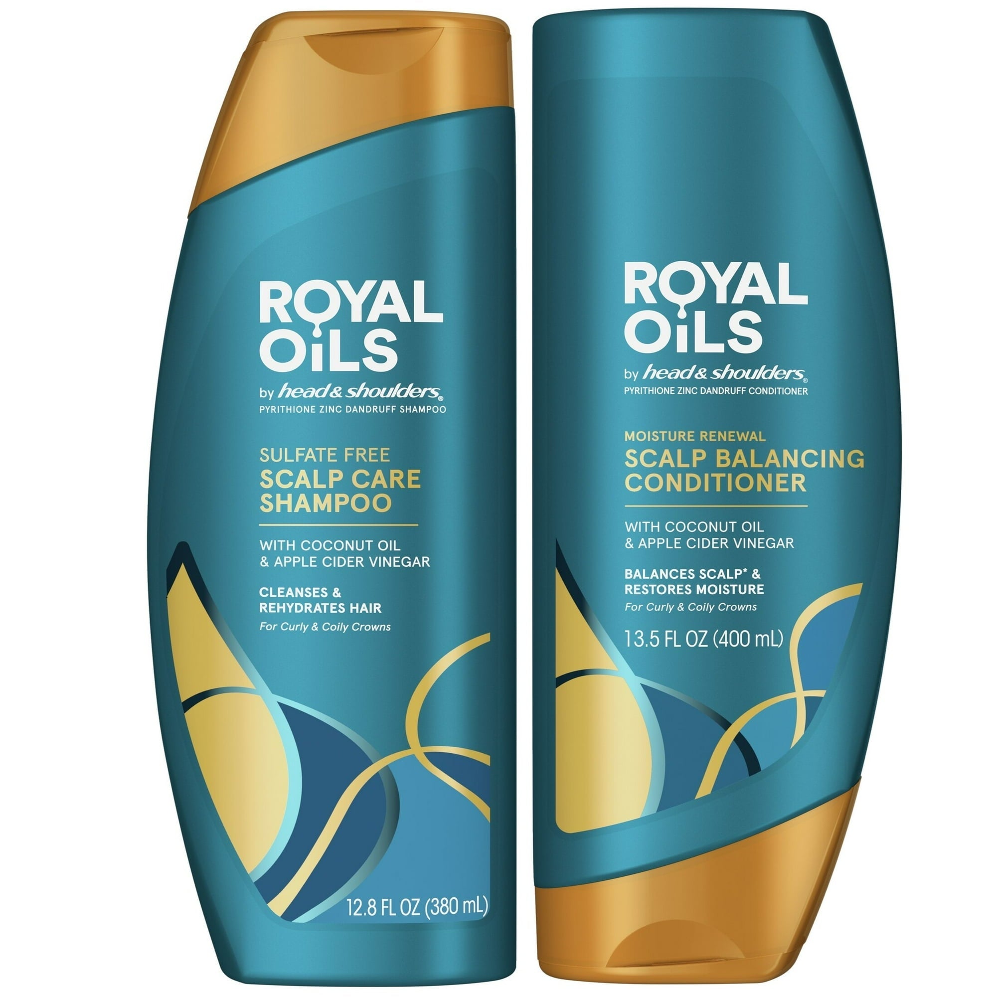 Royal Oils by Head & Shoulders Sulfate Free Scalp Care Shampoo and Moisture Renewal, All Hair Types, 12.8/13.5 fl oz