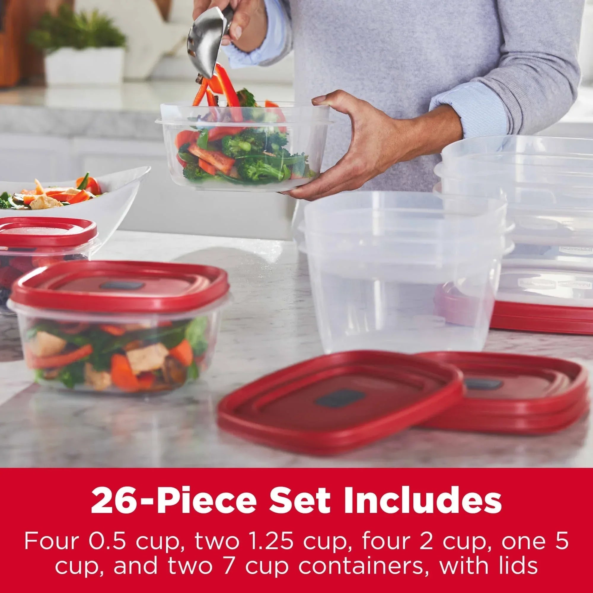 Rubbermaid Easy Find Lids Food Storage Containers with Vented Lids, 26 Piece Set