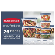 Rubbermaid EasyfindLids 26-piece vented lid food storage container set box