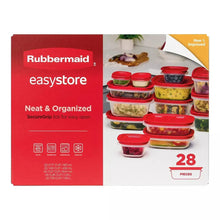 28-piece food storage container set with red lids and clear plastic containers