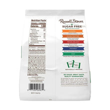 Sugar-free assorted chocolate candy bag back with nutrition facts and ingredient text
