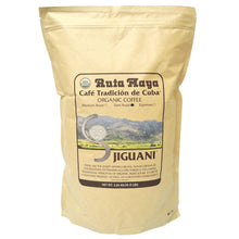 Organic whole bean coffee bag with Ruta Maya Jiguani front label, medium roast