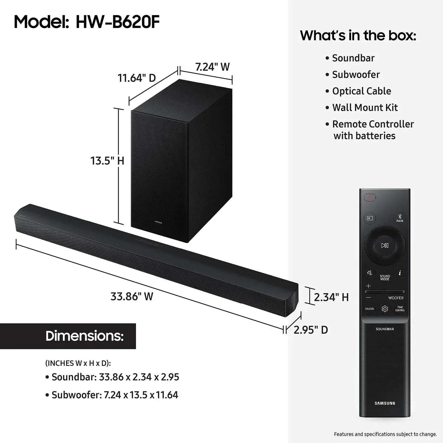 SAMSUNG 3.1 Channel Soundbar w/Dolby Digital 5.1