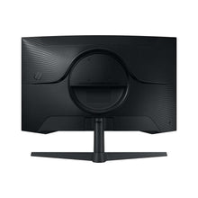 Curved gaming monitor rear with circular stand mount and textured back