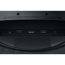 Monitor rear I/O panel with HDMI, DP, service ports and DC 19V input.