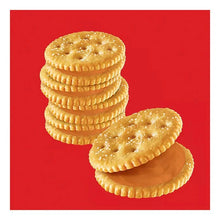 Peanut butter cracker sandwiches with ridged edges and crimped circles