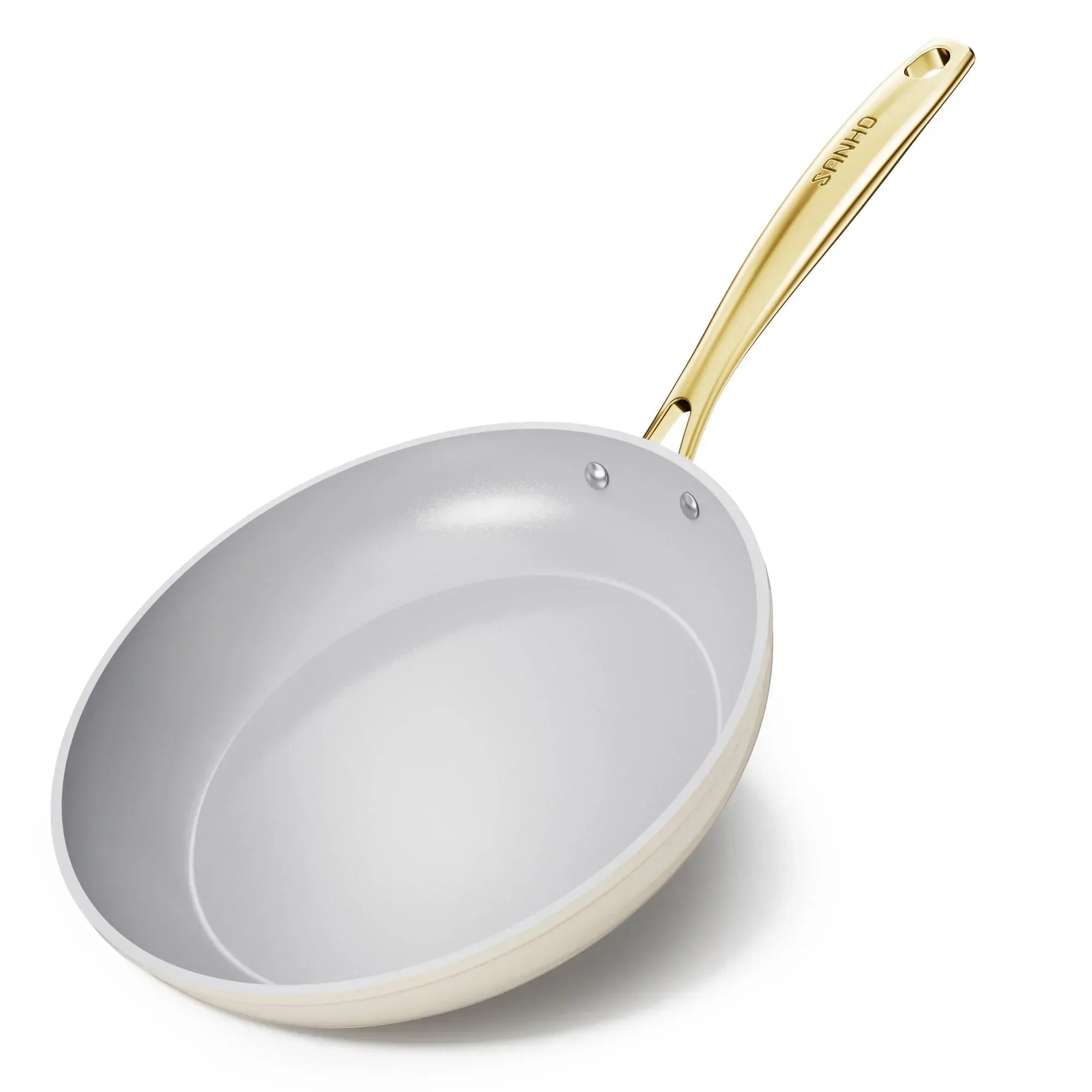 Sanho Ceramic Nonstick Fry Pan Set, 2-Piece (8 & 10 inch) Skillets, Diamond-Titanium Coating, Oven & Induction Safe, Non-Toxic
