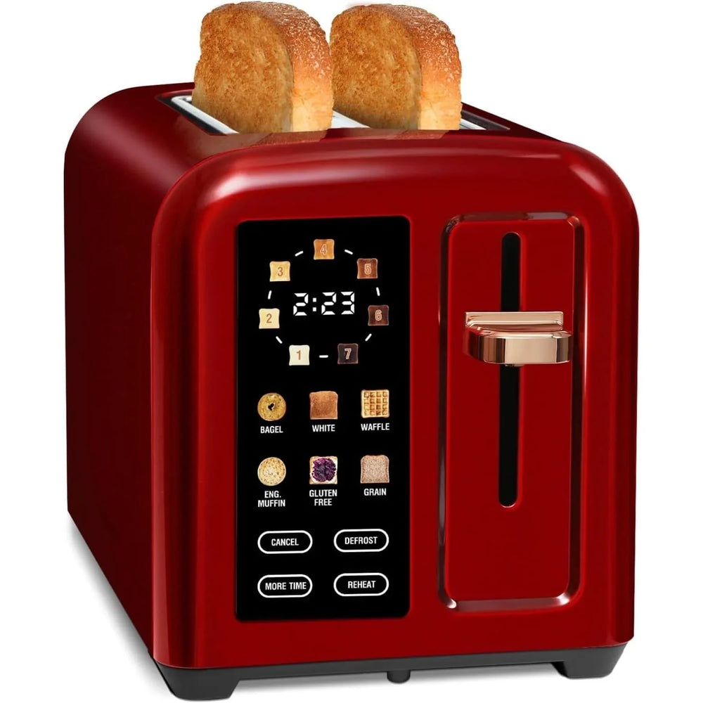 SEEDEEM Toaster 2 Slice, Touch Control Stainless Toaster LCD Display, 50% Faster Heating Speed, 1.4'' Wide Slots, More Timer Functions, Removable Crumb Tray, 1350W, Dark Metallic - USA MEGA SHOP