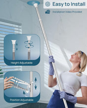 Adjustable shower corner caddy with height and position adjustable shelves on pole