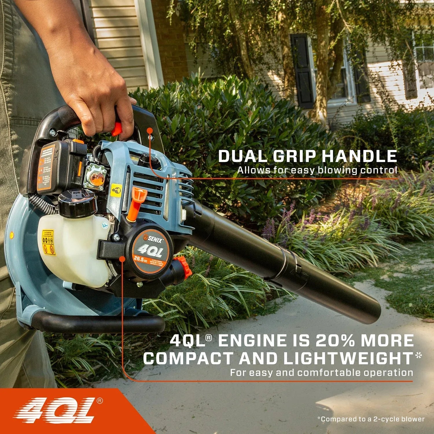 SENIX 4QL® 26.5cc 4-Cycle Gas Powered Handheld Leaf Blower