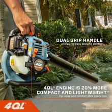 Handheld gas leaf blower engine with top handle and long air tube