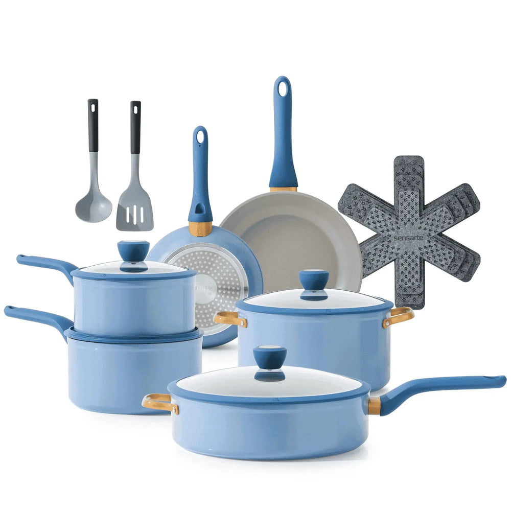 SENSARTE Nonstick Pots and Pans Set, 18Pcs Non Stick Cookware Sets, Induction Kitchen Cookware Sets
