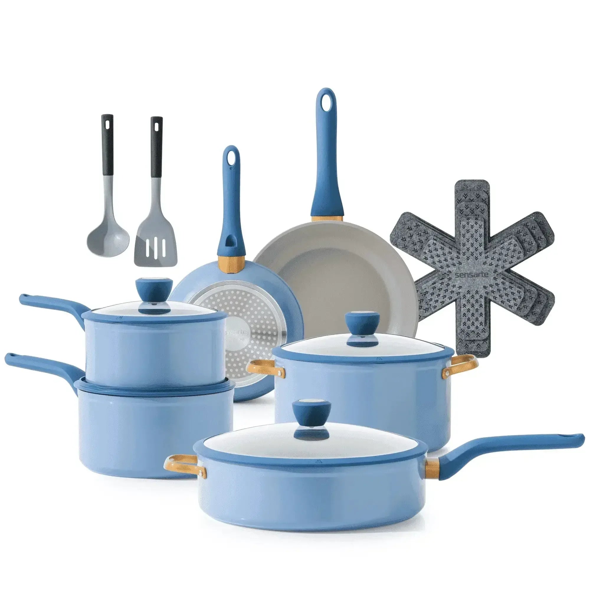 SENSARTE Nonstick Pots and Pans Set, 18Pcs Non Stick Cookware Sets, Induction Kitchen Cookware Sets