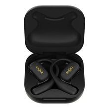 SHOKZ open-ear true wireless earbuds in open charging case, black