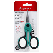 SINGER ProSeries 4.5-inch detail scissors in retail package, nano tip badge shown.