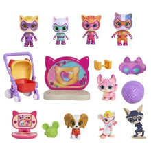 SuperKitties figure set with multiple cat characters and colorful accessories