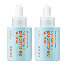 Vitamin C brightening serum 2-pack bottles with dropper tops, SKIN & LAB blue labels