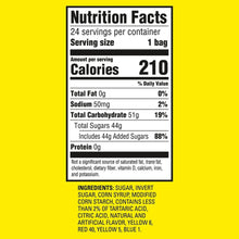 SOUR PATCH KIDS nutrition facts label for 1 bag, 24 servings