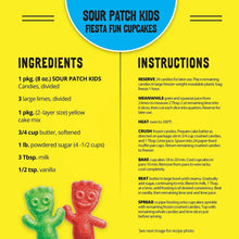 SOUR PATCH KIDS Fiesta Fun Cupcakes ingredients and instructions panel