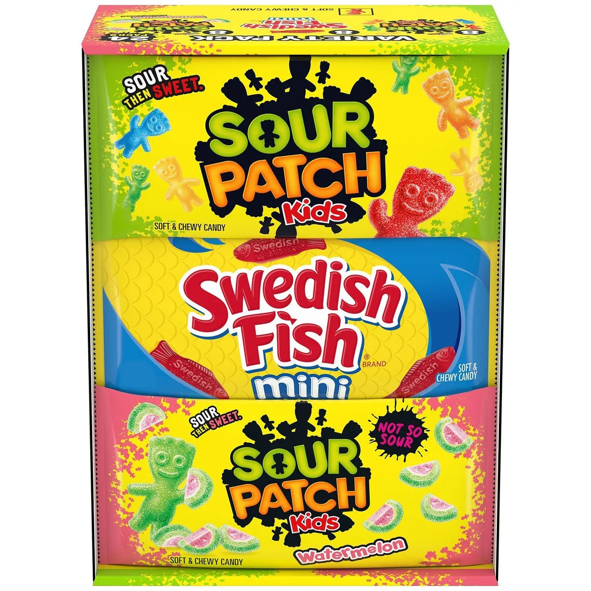 SOUR PATCH KIDS & SWEDISH FISH Variety Pack Candy, 2 oz., 24 pk. - USA MEGA SHOP