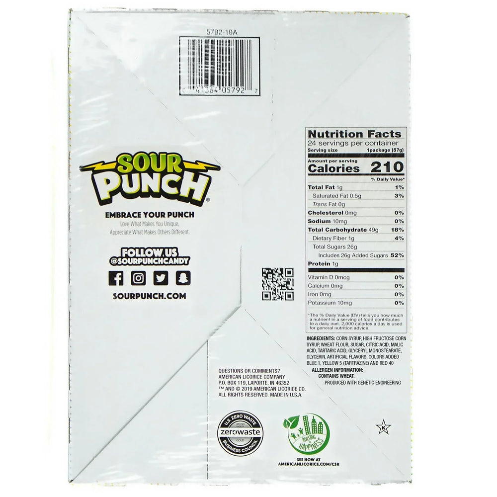 SOUR PUNCH Rainbow Straws, Chewy Candy, 2 oz., 24 ct. - USA MEGA SHOP