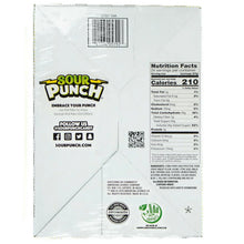 Back of SOUR PUNCH rainbow straws chewy candy pack with Nutrition Facts and icons