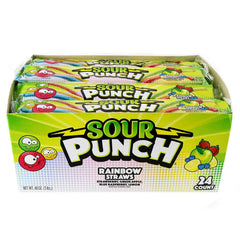SOUR PUNCH Rainbow Straws, Chewy Candy, 2 oz., 24 ct. - USA MEGA SHOP