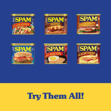 Six SPAM canned meat varieties in aluminum cans