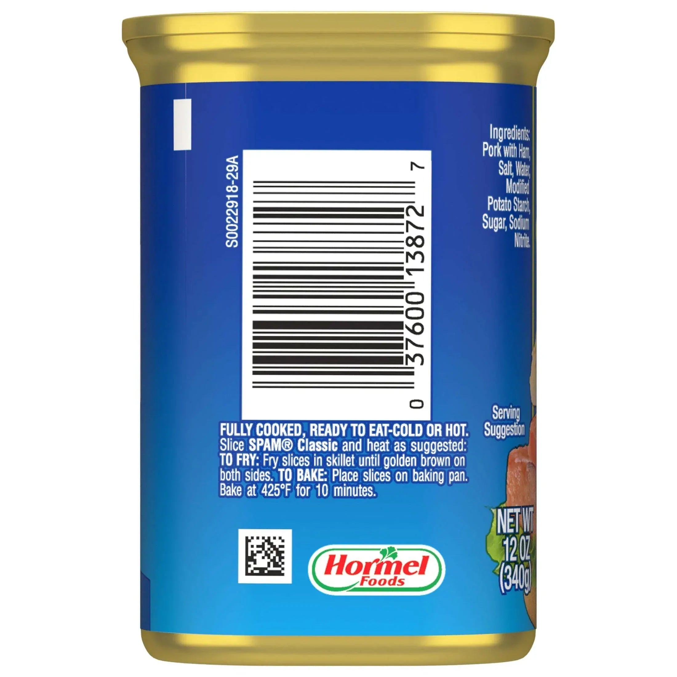SPAM Classic Canned Meats, 7 G of Protein per Serving, Shelf-Stable, 12 oz Aluminum Can - USA MEGA SHOP