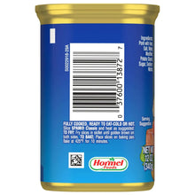 Canned luncheon meat container back with barcode and cooking directions