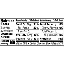 Nutrition facts label with serving size, calories, and daily value breakdown