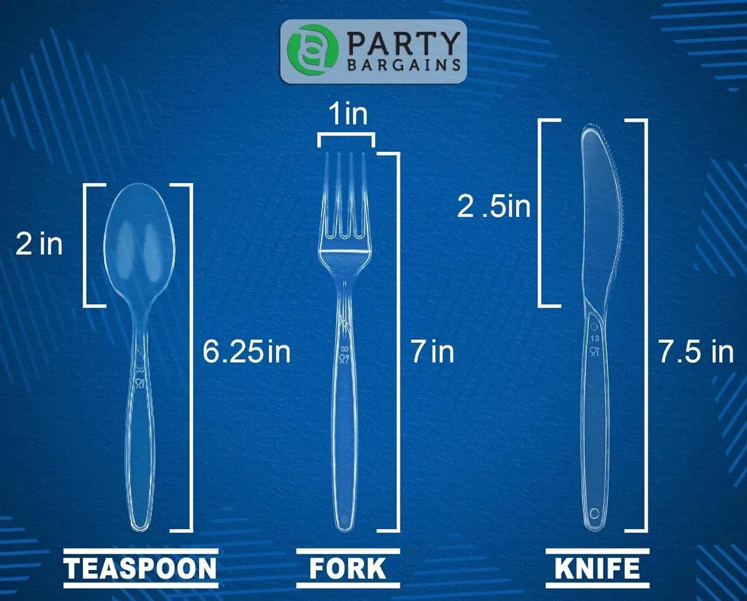 Party Bargains Disposable Cutlery set, SAPPHIRE Design, Clear Color, 360 Pieces: 180 Forks, 120 Spoons, 60 Knives - USA MEGA SHOP