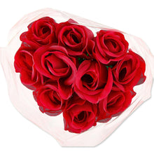 Dark red rose bouquet in sheer white wrap