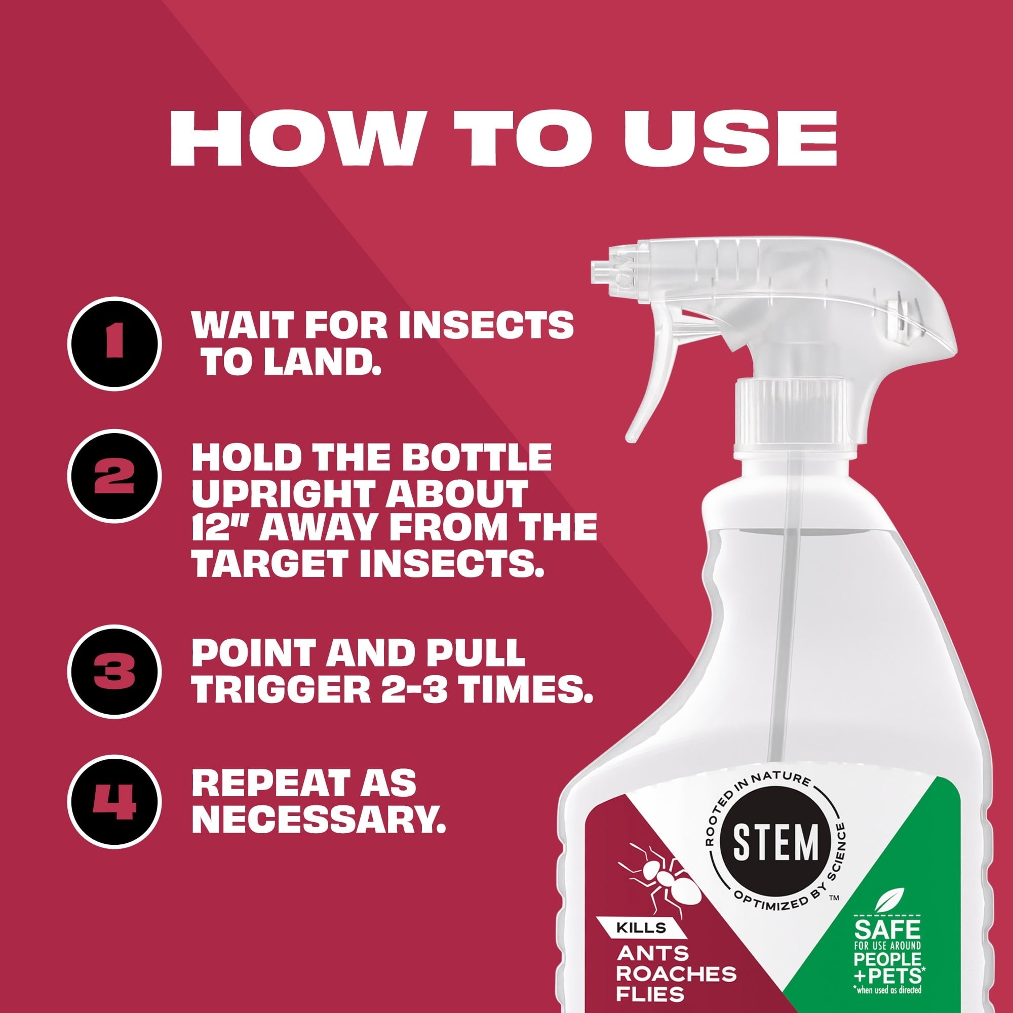 STEM Kills Indoor/Outdoor Ant, Roach & Spider Bug Spray, 12 fl oz