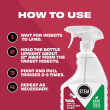 Multi-insect trigger spray bottle with how-to use steps and icons
