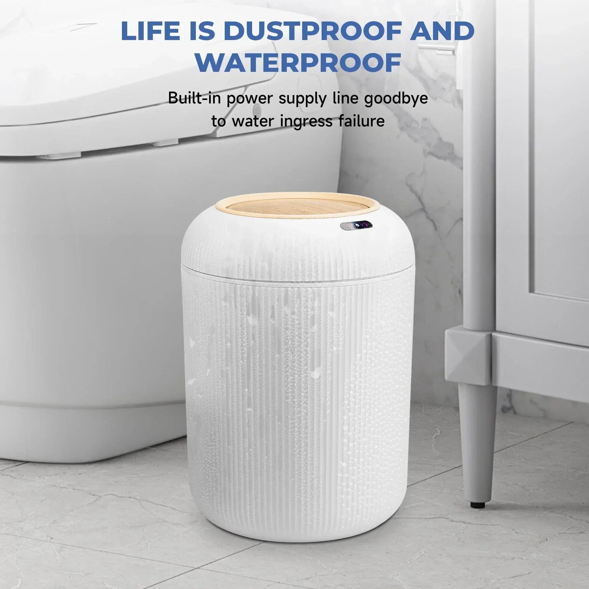 SUSLAS Trash Can with Motion Sensor, Touchless Automatic Lid and Waterproof Design, Smart Waste Bin for Bathroom Kitchen, 2.6 Gallon Plastic, Black