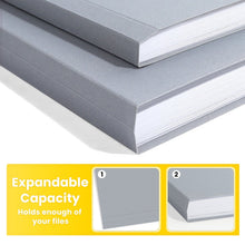 Expanded stack of light gray file folders with 1/3 cut tabs