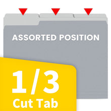 Close-up of 1/3 cut tab on light gray file folder