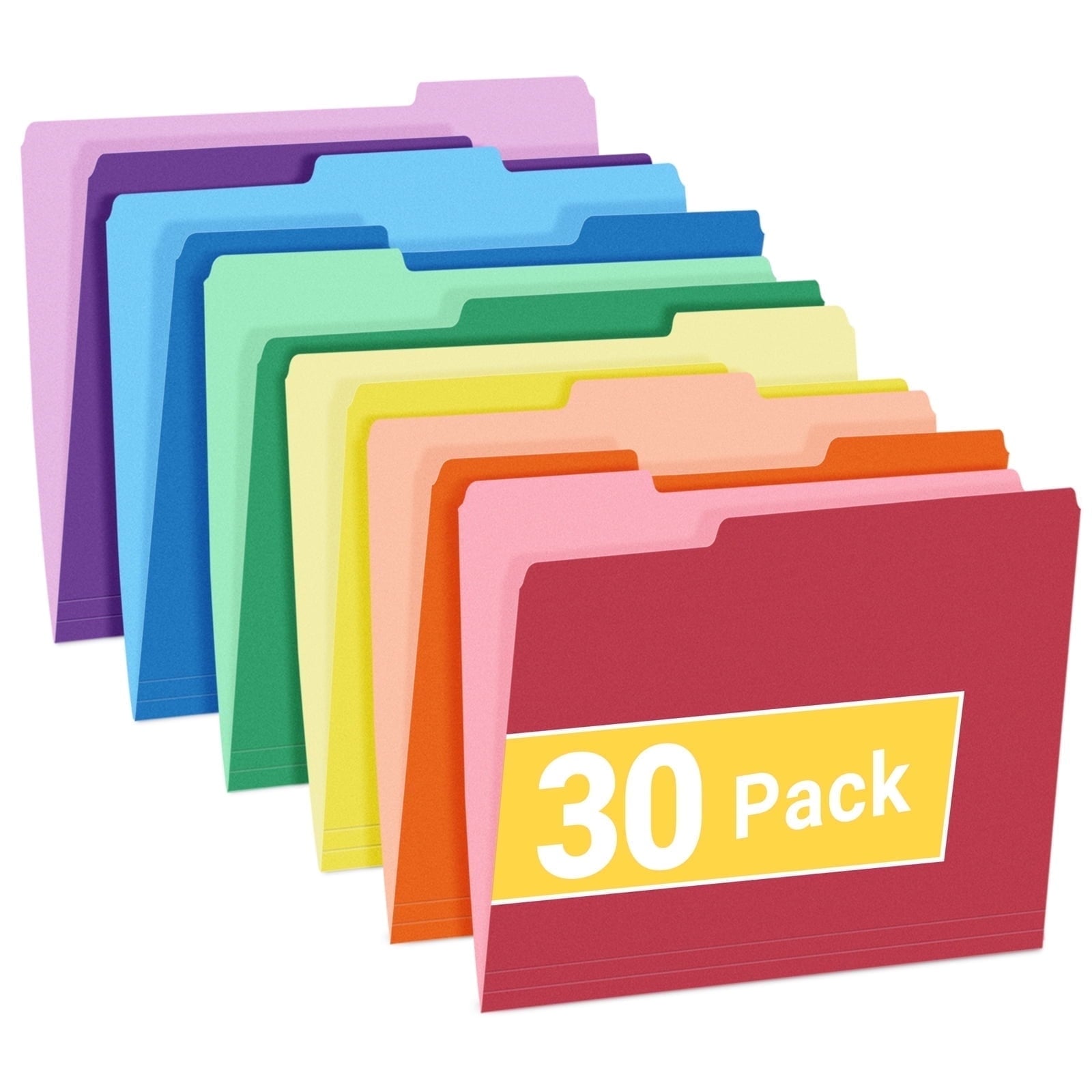 SUNEE File Folders, 30 pack Manilla Folders 8.5 x 11, 1/3 Cut Tab for Easy Labeling and Organization, Durable Standard Paper for Home, Office, School Filing