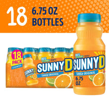 SUNNYD Tangy Original orange juice drink bottles, 6.75 fl oz, with 18-pack carton