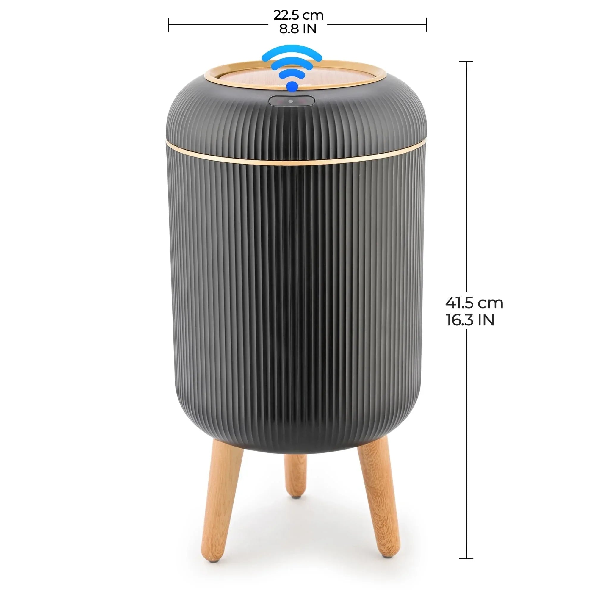 SUSLAS Trash Can with Motion Sensor, Touchless Automatic Lid and Waterproof Design, Smart Waste Bin for Bathroom Kitchen, 2.6 Gallon Plastic, Black