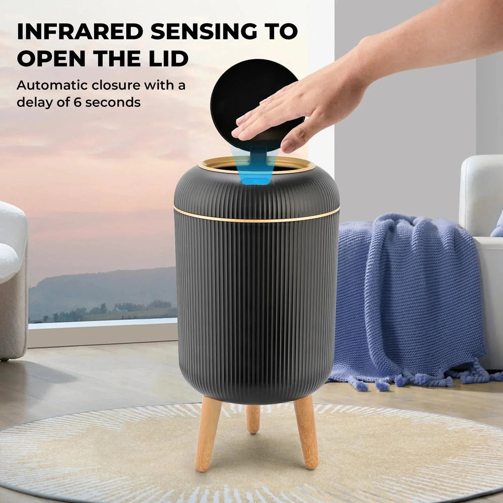 SUSLAS Trash Can with Motion Sensor, Touchless Automatic Lid and Waterproof Design, Smart Waste Bin for Bathroom Kitchen, 2.6 Gallon Plastic, Black - USA MEGA SHOP