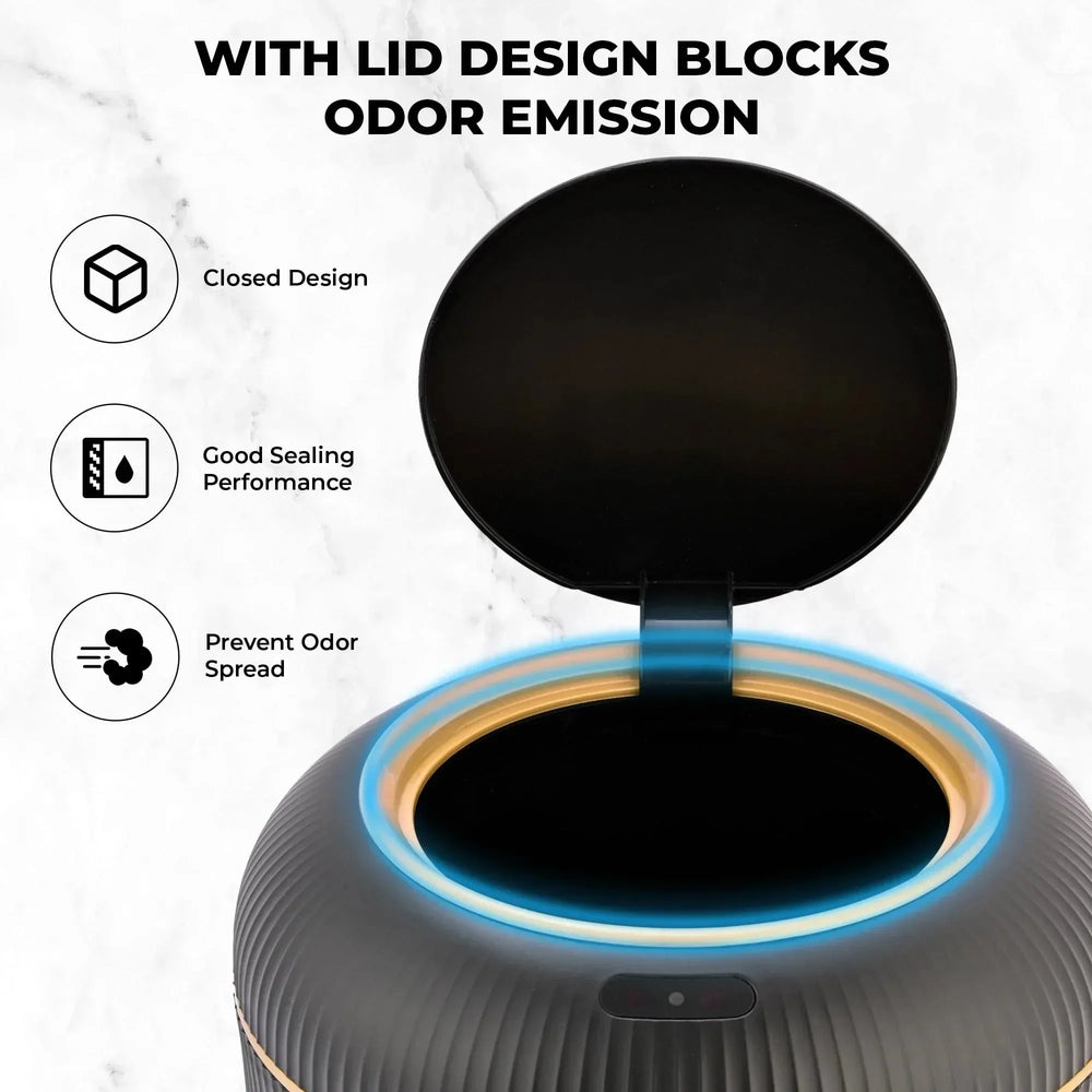 SUSLAS Trash Can with Motion Sensor, Touchless Automatic Lid and Waterproof Design, Smart Waste Bin for Bathroom Kitchen, 2.6 Gallon Plastic, Black - USA MEGA SHOP