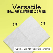 White disposable cotton face wipes shown as square size comparison