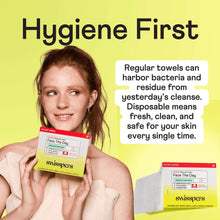 Disposable cotton face wipes pack held by woman with two wipe packs visible