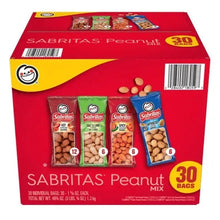 Front of peanut snack variety pack box with four mixed peanut bags