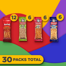 Assorted Sabritas peanut snack bags showing 30 packs total