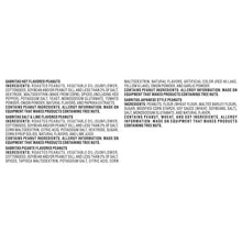Ingredients list panel for flavored peanuts variety pack snack bags