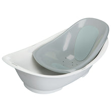 Harbor Mist baby bathtub with molded infant support insert, front view